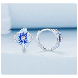 Aretes Arracadas Huggies Flor Orquídeas 100% Plata S925