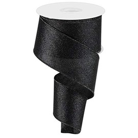 Shimmer Glitter Wired Edge Ribbon, 2.5" x 10 Yards (Black, 2.5 Inch)