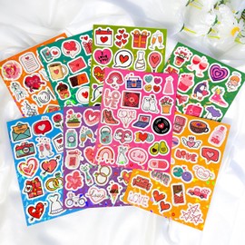 PartyGarden Wedding Love Stickers - 8 Sheets 160 Pcs for Kids Valentine's Day Anniversaries Bridal Shower Classroom Gift Exchange Scrapbook Bottle