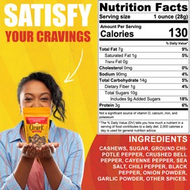 OZARK NUT ROASTERS, Chipotle Roasted Cashews w/Spicy Kick, Flavored Snack Nuts, World-Class Gourmet Candied Peanuts, Resealable Pack (14.0 oz)