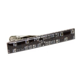 Circuit Board Tie Clip, unique gift for computer geek (Black/Dark brown)