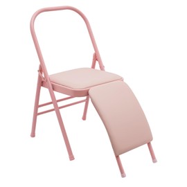RocoReny Foldable Yoga Auxiliary Chair, Yoga Chair with Lumbar Back Support, Foldable Balance Training Yoga Stool Handstand Training Tool for Home Fitness & Stress Relief (Pink)