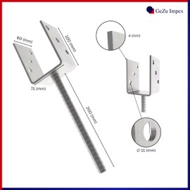 U Post Support with Stone Pin Pin 200mm 71mm