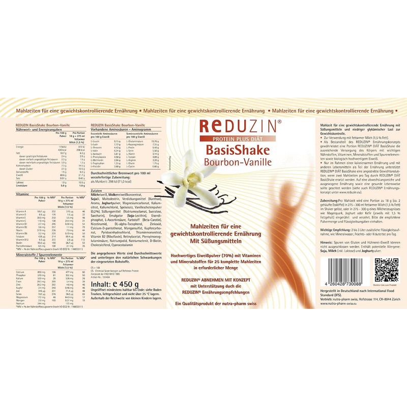 Reduzin Diet BasisShake Various Varieties BCM Including Practical 500 ml
