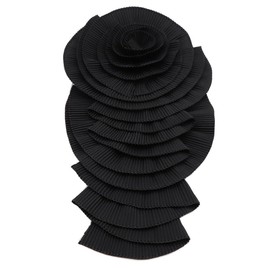 20cm Large Plated Fabric Brooches Lapel Pins Chiffon Fabric Applique Brooches Big Flower Brooch Pin for Women Wedding Part Dance Clothes Accessories Jewelry (Black)