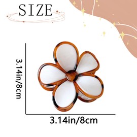 Flower Hair Claw Clips for Women White Amber Petals with Amber Center Large Floral Hair Barrettes Hawaiian Hair Clips Spring Festival Hair Accessories for Thick Bridesmaid Hair Pins for Wedding 1Pcs