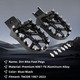 IUVWISN Dirt Bike Foot Pegs,Motorcycle Footpegs Wider Foot Pegs Rest Pedal CNC for TW 200 TW200 1987-2023 Black