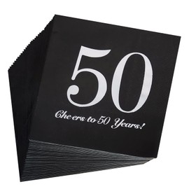 50th Birthday Napkins 50th Birthday Cocktail Napkins Beverage Napkins for Men and Women Wedding Anniversary Party Decorations 40pcs, Silver