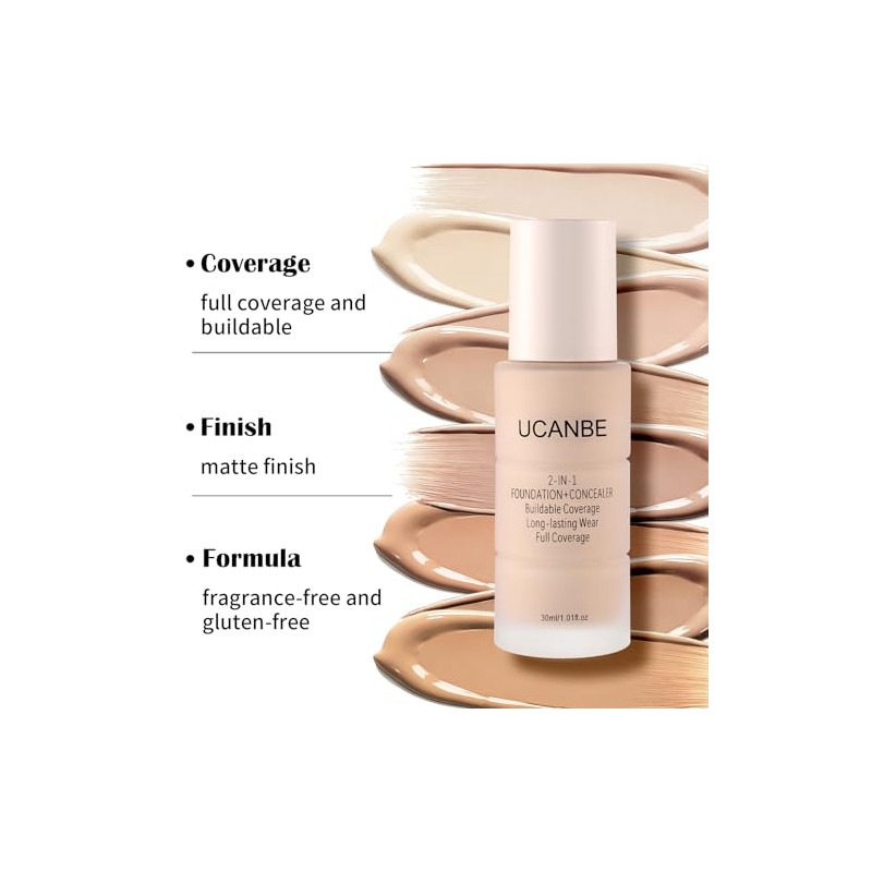 UCANBE Base de maquillaje y corrector 2 en 1, cobertura