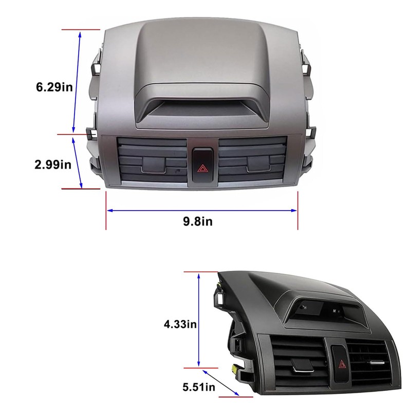 Center Dash A/C Air Vent Outlet Panel with Clock Compatible