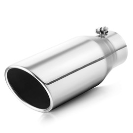 A-KARCK Exhaust Tip 4 Inch Inlet, Universal 4'' Inlet 6" Outlet 15" Long Stainless Steel Bolt On Exhaust Tailpipe Polished Muffler Tip for Truck