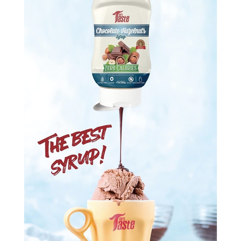 Mrs Taste Sugar Free Chocolate Hazelnut Syrup, Zero Calories, Zero