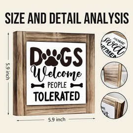 Pet Wood Sign - Dogs Welcomed People Tolerated, Welcome Sign, Box Sign Wood Desk Sign Decor, Funny Dogs Decor, Rustic Decor, Dog Home Decor for Front Door Porch, Gift for Dog Mom, Dog Owner Gift