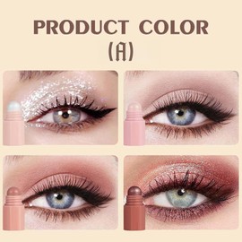 Set of 2 Cream Eyeshadow Stick - Metallic Shimmer Eye Shadow Stick and Highlighter Pen - Eye Shadows for Older Women - 8 Color Pencil Crayons for Eyes & Face, Smooth and Long-lasting Formula