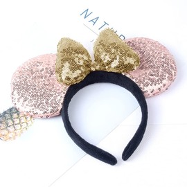 3D Cosplay Costume Mouse Ears Headband, Glitter Sequin Hairbands Party Decoration for Women Girls Kids