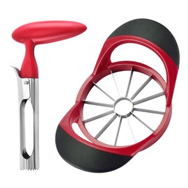 Apple Slicer Corer Set, Apple Slicer, Apple Corer, Professional Stainless Steel Apple Slicer, Ideal for Cutting a Variety of Fruits, Ergonomic Non-Slip Handles (Red)