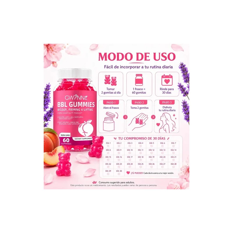 Gwynne Bbl Gummies Fenogreco Mejora Tu Busto Y Glúteos 60