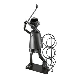 Wine Bodies Giant Golfer Golf Metal Wine Bottle Holder, Charcoal