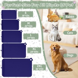 Silicone Pet Feeding Mats for Food & Water - Waterproof Bowl Mats with Residue Collection & Raised Edges, Hooks & Placemats for Cats & Dogs