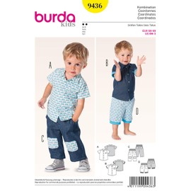 Burda Toddlers Easy Sewing Pattern 9436 - Shirt, Shorts & Trouser Pants Ages: 6M-3 Years