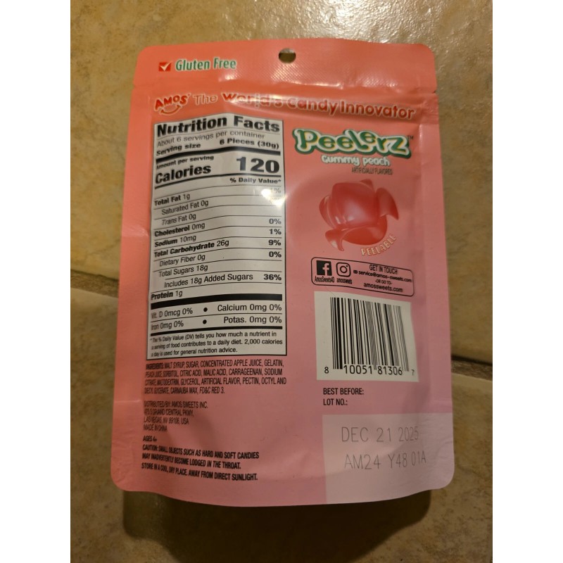 amos New AMOS Peelerz peelers Gummy Peach Peelable Fruit Tiktok