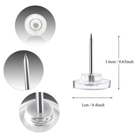 MUUZLL 150 Count Push Pins,Clear Thumb Tacks, Pins & Clear Tacks for Wall Hangings Plastic Cork Board Flat Head Pins, Wall, Bulletin Board, Tack, Map Steel Point