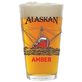 Beer Snob Barware Alaskan Amber Pint Glass, 16 Ounces, Red