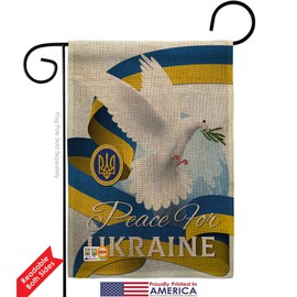 Ukraine Flag Peace for Ukraine Burlap Garden Flag Pack Support Cause Stand with Ukrainian Vintage Applique House Decoration Banner Small Yard Gift Double-Sided, Made in USA