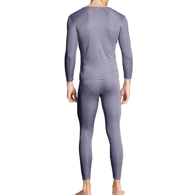 Grenasasilk Men's Silk Long Johns Mulberry Silk Long Underwear V-Neck