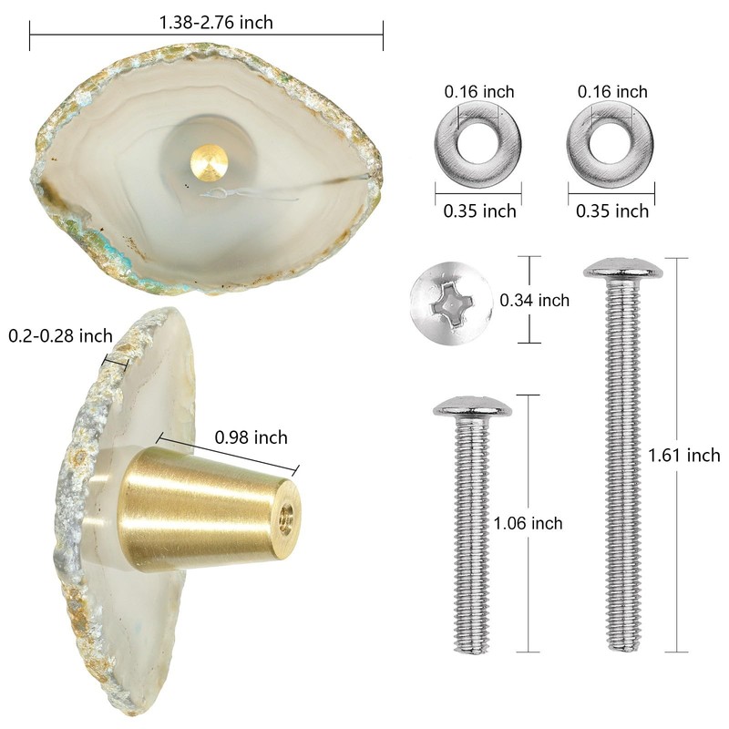 SUNYIK Pack of 4 Irregular Agate Slice Cabinet Knobs with
