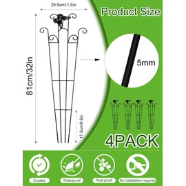 32'' Garden Trellis for Climbing Plants Indoor, Kalolary 4PCS Butterfly Garden Trellis Vine Trellis Frame Grow Support for Indoor Outdoor Potted Plant Trellis Support for House Plants Flowers Vine Ivy
