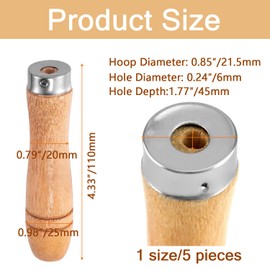 MOLILON 5pcs Wooden File Handle with Strong Metal Collars, Large Wood Handle for 10"-12" File, Screwdriver Hand Drill File Handle Cutting Tool Craft - Aperture 6mm/0.236"