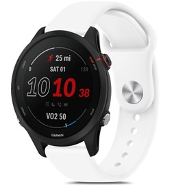 Vancle Bands for Garmin Forerunner 265 Watch Band, Garmin Forerunner 255 Watch Band, Garmin Vivoactive 4/Venu 3/Venu 2 Watch Band, Soft Silicone Sport Replacement Strap for Women Men (White)