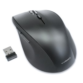 Vivanco Silent Mouse, Funk Maus, leise, geräuscharm, ergonomisch, kabellos, wireless, 800 - 1600 dpi umschaltbar kaum Klickgeräusche