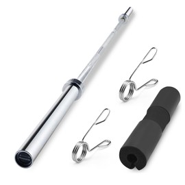 Powenergy 7FT Olympic Bar Weightlifting Barbell Bar with Squats Pad Strength Training Bar for Squats, Deadlifts, Presses, Rows and Curls 1000LBS Weight Capacity