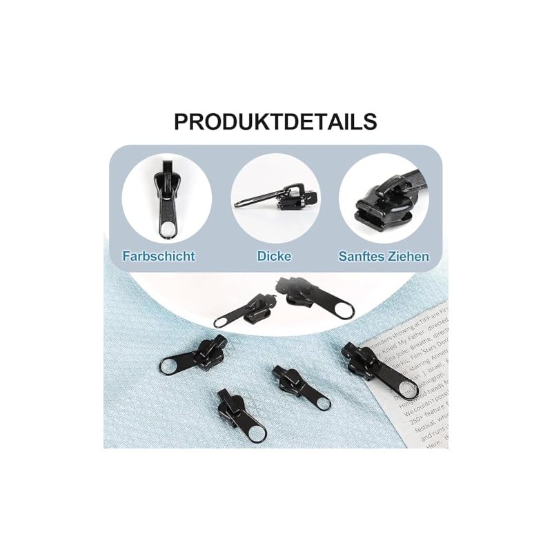 Zip Repair Set Replacement, 3 Sizes Removable Zip Replacement Zip