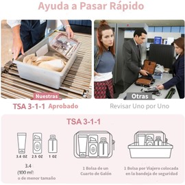 Triko Set de 3 Bolsas Organizadoras de Viaje Aprobadas por la TSA, Bolsas Transparentes para Artículos de Tocador, Cosmetiquera de Viaje Compatible con Aeropuerto (Rosa)