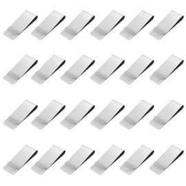 24 Silver Stainless Steel Men's Cash Money Clip, Slim Metal Credit Card Holder Business Card Bill Metal Clip. (Silver)