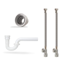 Keeney MK-LAV1F Master Push Fit Bathroom Faucet Installation Kit, Straight Valves for Floor Connection, White