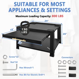 Royxen Washer and Dryer Pedestals Heavy Duty Metal Laundry Pedestal 29", Washer Dryer Pedestal Extra Big Screws for Anti-Vibration, Basket Shelf, 800lbs Capacity, White