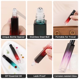 Segbeauty 0.34oz Mini Essential Oils Roller Bottles for Travel, 10pcs Refillable Glass Roll on Perfume Bottles with Dropper, 10ml Empty Travel Containers for Perfume Eye Essence Liquids Containers