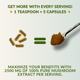 Mushroom Plenty 5 Mushroom Extract | Coffee Alternative | Lion's Mane, Reishi, Chaga, Cordyceps, Turkey Tail | Boost Energy, Focus, Immunity & Digestion | For Coffee, Smoothies & More (40 Servings)
