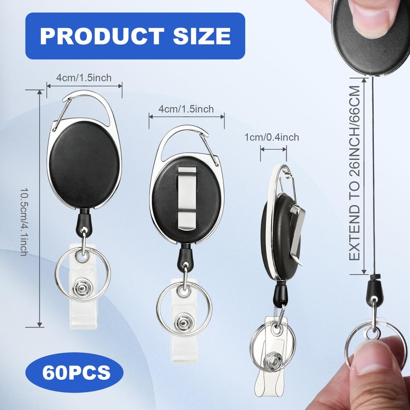SDLDEER 60 Pack Badge Reels Bulk Retractable Badge Holders with