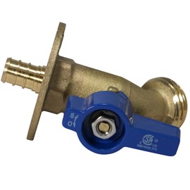 XFITTING 1/2 inch Pex B x 3/4 inch GHT Hose Bibb with Flange, Pex B Garden Valve, Brass, Water or Oil, 1 Piece