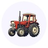 24 x 40mm Round 'Red Farm Tractor' Stickers (SK00070020)