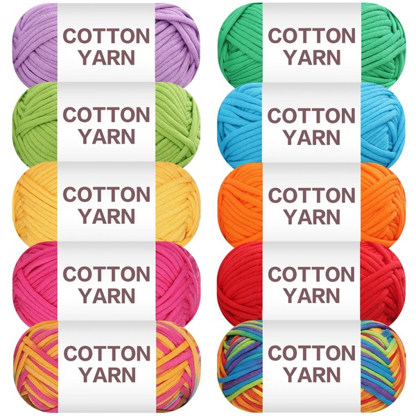 10×50g Beginners Yarn Kit for Crocheting and Knitting,Cotton Nylon Blend