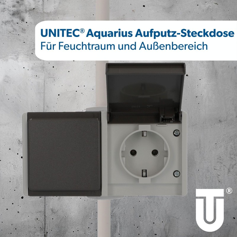 UNITEC Aquarius FR 45245L Socket 2-Way Surface-Mounted Loose Grey /