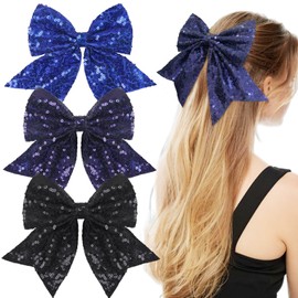 Xansema 2Pcs Hair Bows for Girls, Sequins Bows Alligator Hair Clip Sparkling Barrettes Accessories for Women Teens Girls Kids (Purple)