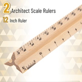 Mr. Pen- Architectural Scale Ruler, 12 Inch, 2 Pack, Wooden Architecture Ruler, Scale Ruler for Blueprints, Architect Ruler, Imperial Scale Drafting Ruler, Architect Ruler for Scale Drawing