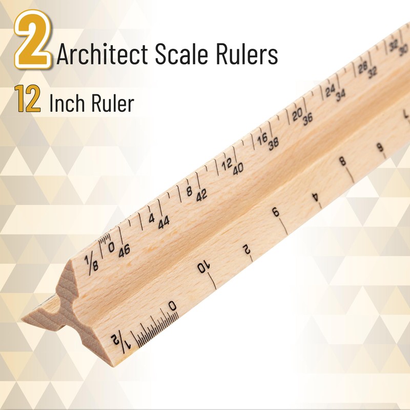 Mr. Pen- Architectural Scale Ruler, 12 Inch, 2 Pack, Wooden